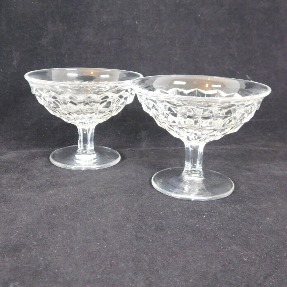 Fostoria American Elegant Glass Qty 2 Low Flared Sherbert Dishes Vintage 3.25"